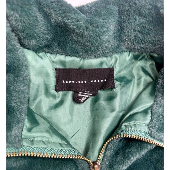 Victoria Secret Faux Fur Jacket Know One Cares Emerald Green Full Zipper - Picture 8 of 8